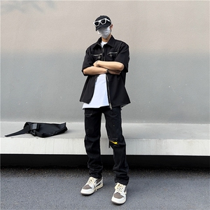 男士牛仔裤秋季宽松裤子新款休闲九分裤男裤N02526-P48图片