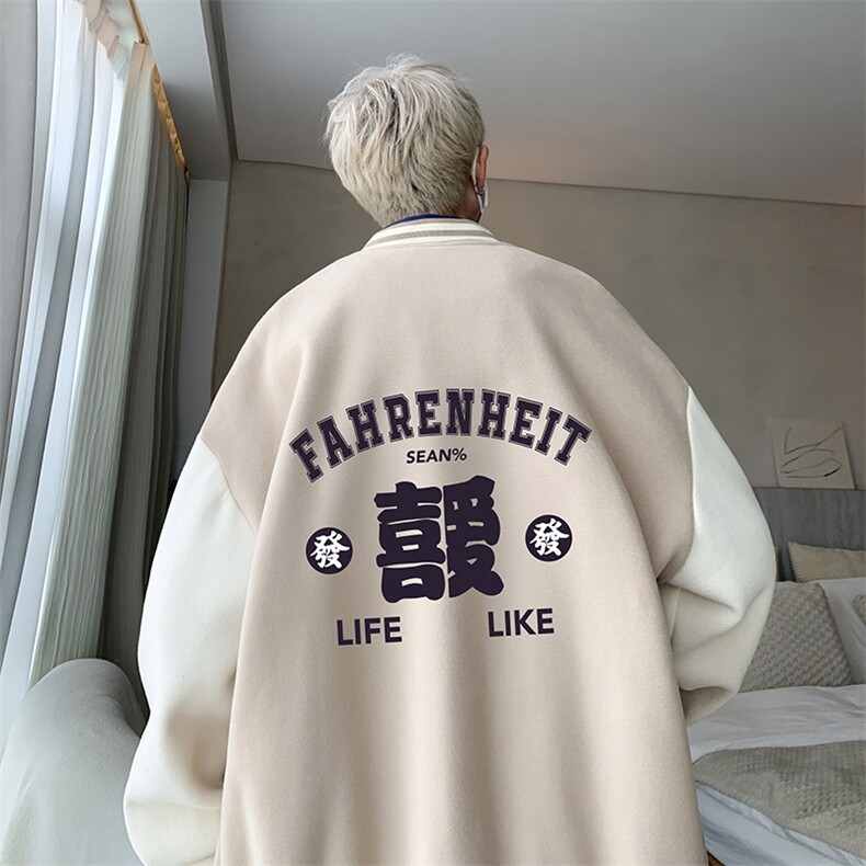 摇粒绒棒球服男大码开衫卫衣男夹克 BF86256-P65图片