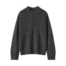 2025年秋季时尚百搭通勤简约休闲半高拉链，女装羊毛衫，凯思米羊绒