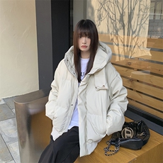 现货5W件冬季三防重磅boxy短款羽绒连帽PU皮棉衣外套防风加厚棉服，男装棉衣，电商A486