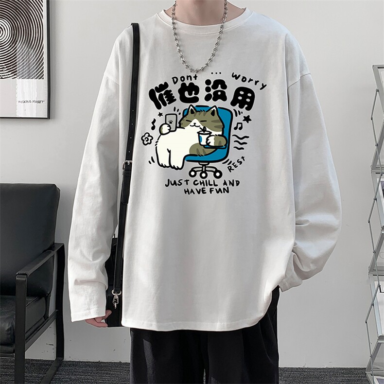 控48重磅230g纯棉长袖t恤男大码圆领卫衣打底衫TX3403-P28,男装T恤,电商A040