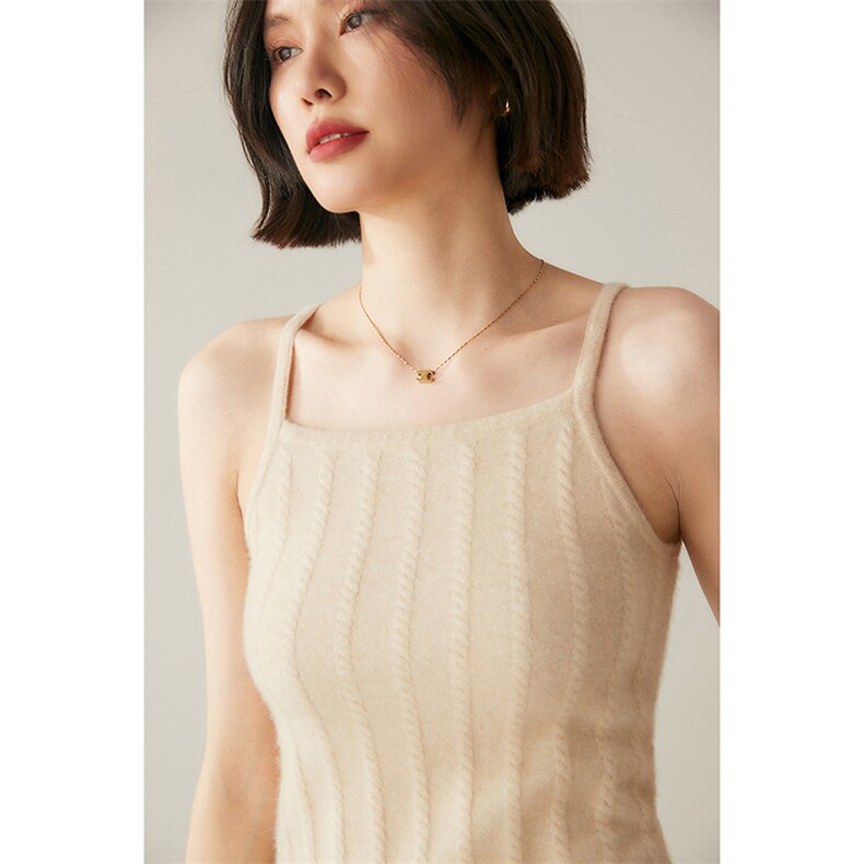 时尚优雅女士吊带背心显瘦针织衫高品质舒适保暖上衣,女装背心吊带,绒创羊绒