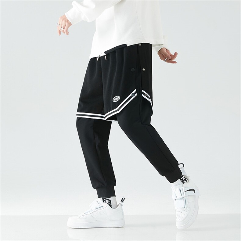 春季男士新款青少年酷霸假两件叠穿潮牌潮流修身休闲裤SK2118-P80,男装休闲裤,电商A128