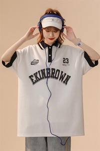 1中性风polo衫男潮大码翻领短袖女模情侣短袖T恤DP7741P45控59图片