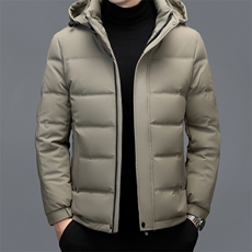 冬季男士白鸭绒短款羽绒服保暖品质连帽加绒加厚休闲简约上衣男装，男装羽绒服，钱塘6003（原4033）