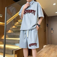 2025男夏季短袖短裤Polo衫新款套装夏装痞帅潮牌潮流，男装休闲套装，星座1210-1