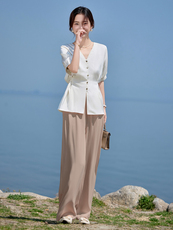 2025年夏季时尚气质系带两件套裤减龄休闲两件套，女装套装/套裙，火爆靓佳人