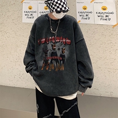 22新款秋复古美式水洗做旧宽松连帽男女中性卫衣301B-JB7890-P58，男装卫衣，星座301B