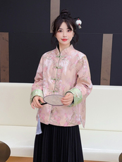 水衣源2607A款新中式提花刺绣短款轻薄羽绒服女，女装羽绒服，水衣源