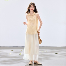 夏季新款现货！2026洋气时尚百搭款刺绣上衣+琉璃亮光阔腿裤套装，女装套装/套裙，宝儿家
