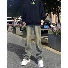 博主图黄泥牛仔裤男秋冬设计感微喇cleanfit裤子-KZA45-P65，男装牛仔裤，星座1007（原301D）