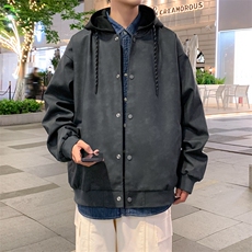 假两件机车服皮衣外套男高级感痞帅宽松休闲pu皮夹克JK0196-P93，男装夹克，星座308B-2