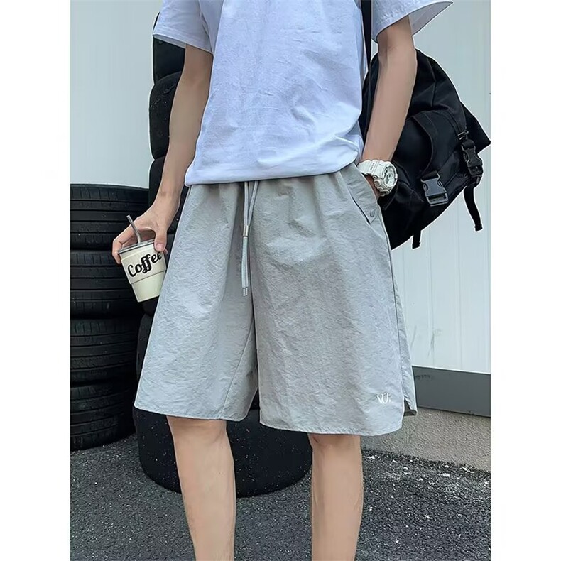 日系复古刺绣工装短裤男款夏季户外运动机能风宽松百搭休闲五分裤,男装牛仔裤,星座1210-1
