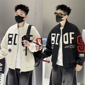 棒球服外套男潮牌刺绣高级立领痞帅外套宽松百搭情侣款图片