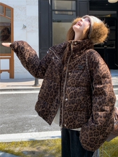 现货！放心推！洋气豹纹羽绒服女2025冬新款女装白鸭绒外套，女装羽绒服，慧尚依恋