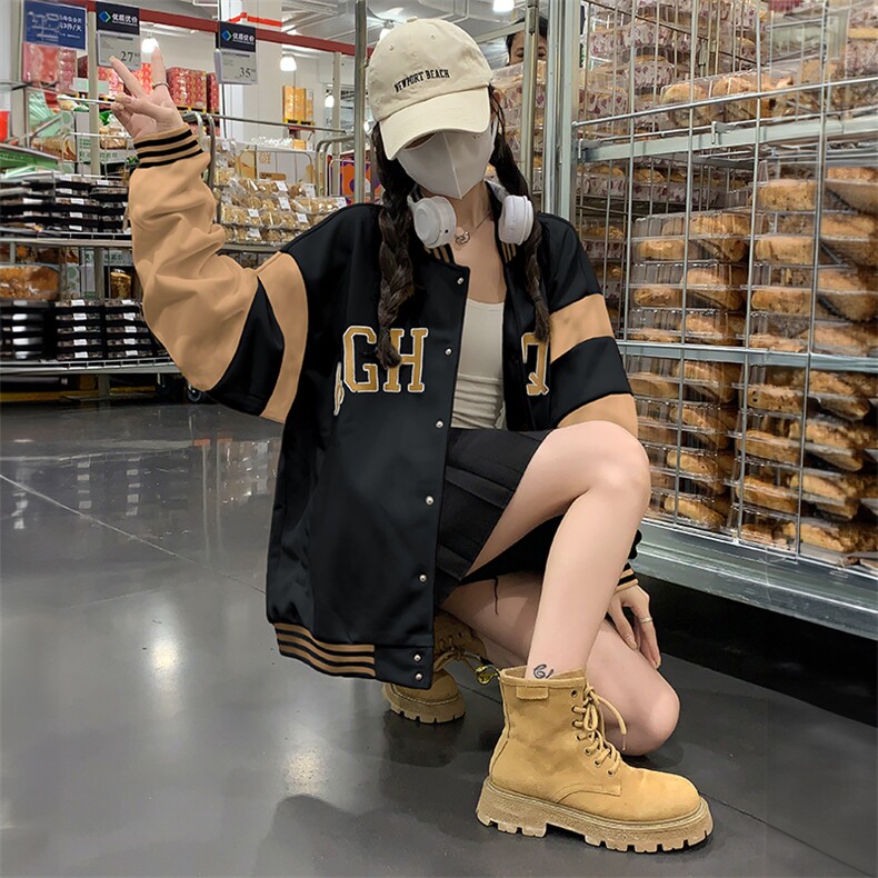 美式潮牌情侣设计感夹克宽松复古重工刺绣棒球服外套女男C390-85,男装夹克,星座911-2(原星座613-2）