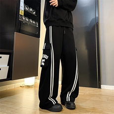 8XL-M美式条纹工装裤休闲裤男宽松直通阔腿加绒裤子K9123P78控98，男装休闲裤，电商D206-1