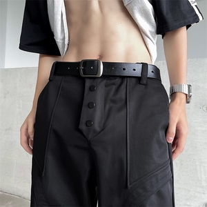港风夏款男休闲裤单排扣双层拼接冰丝宽松冲锋裤h339 P45图片
