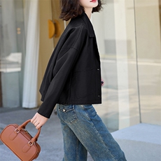 美德拉PU皮衣外套女春秋季新款时尚休闲小个子减龄显瘦气质短上衣，女装皮衣，美拉德工厂直营店