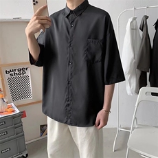 衬衫男士短袖韩版潮流纯色百搭帅气2024夏季ins宽松外套CY913-P23，男装衬衫，星座412-2