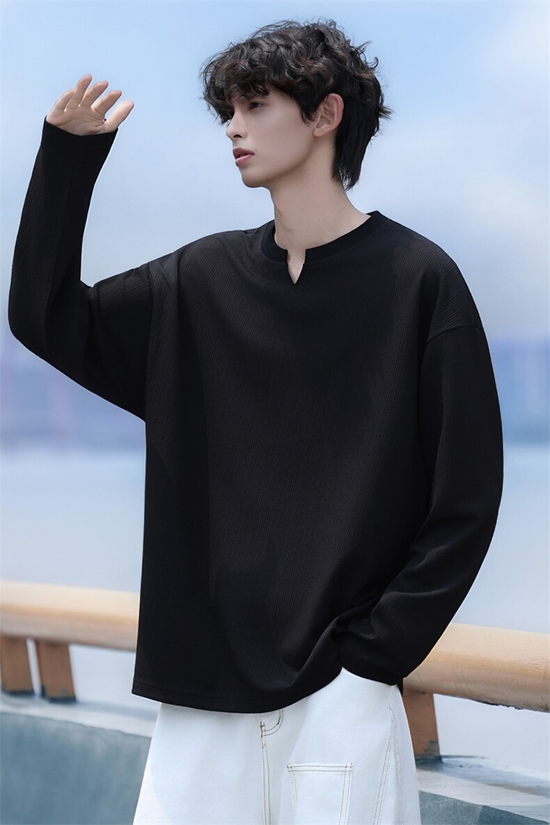 Y600-P35春款港风休闲圆领卫衣男落肩打底衫潮流百搭上衣外,男装T恤,星座1204