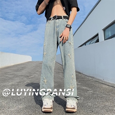 新款美式刺绣贴布十字架微喇牛仔裤DS-A316-1K1080P65控88，男装牛仔裤，星座906（原电商a316-1）