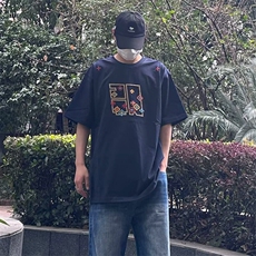 万针全刺绣工艺高品质260克双纱纯棉美式高街短袖T恤特P33，男装T恤，电商A486-1