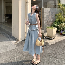 2025年夏季新款牛仔三件套2B72-6613-p155控245，女装套装/套裙，乐吉娜