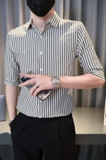 夏季男士七分袖条纹衬衫男休闲修身休闲衬衣A236-C665-P58，男装衬衫，电商A236