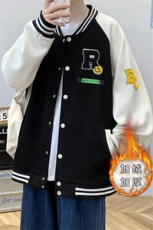 2023秋装新品青少年夹克运动棒球服加绒加厚时尚外套男2113-P65，男装夹克，电商A441-1