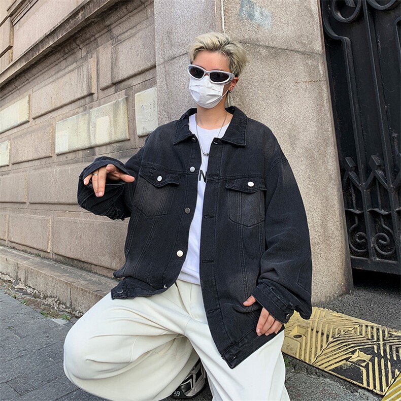 牛仔外套男潮牌2024秋季新款美式复古水洗工装夹克休闲帅气上衣服,男装工装外套,星座410-6（原星座1304-1）
