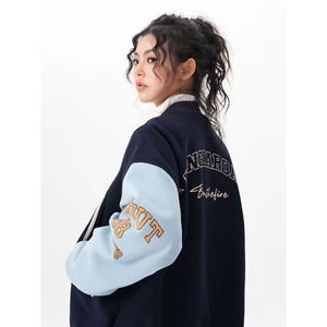 美式字母刺绣棒球服外套女2025春秋季潮牌复古宽松情侣夹克图片