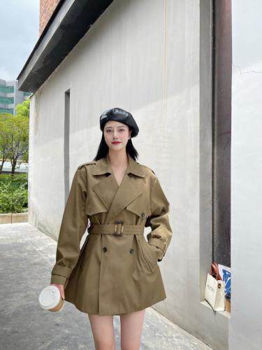 收腰带里衬风衣，女装风衣，谦度