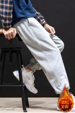 K12045-P40加绒P50束脚纯棉运动裤男士休闲裤大码宽松卫裤男，男装休闲裤，电商A040A