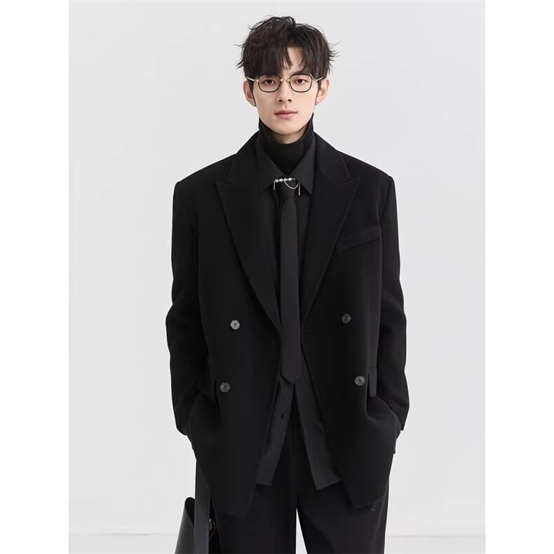 秋季新款男士双排扣简约百搭时尚宽松休闲西服外套男装上衣，男装西服，星座506A