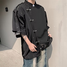 高街帅气衬衫男士短袖痞子潮流夏季2024新款ins宽松外套CY730-P77，男装衬衫，星座412-2