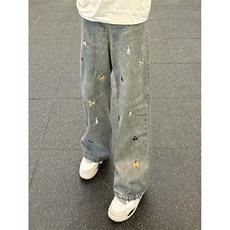 趣味小狗显瘦休闲直筒牛仔裤-特P48-610A-K8321，男装牛仔裤，星座610A