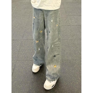 趣味小狗显瘦休闲直筒牛仔裤 -特P48-610A-K8321图片