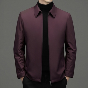 男士商务休闲立领羽绒服冬季中年爸爸装加厚保暖白鸭绒外套新款图片