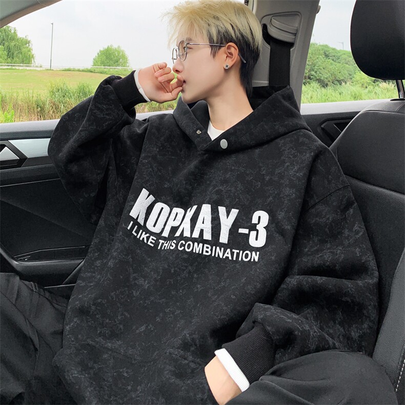 秋冬重磅450克假两件宽松连帽卫衣B208-WY3707-P70控108,男装卫衣,电商B208