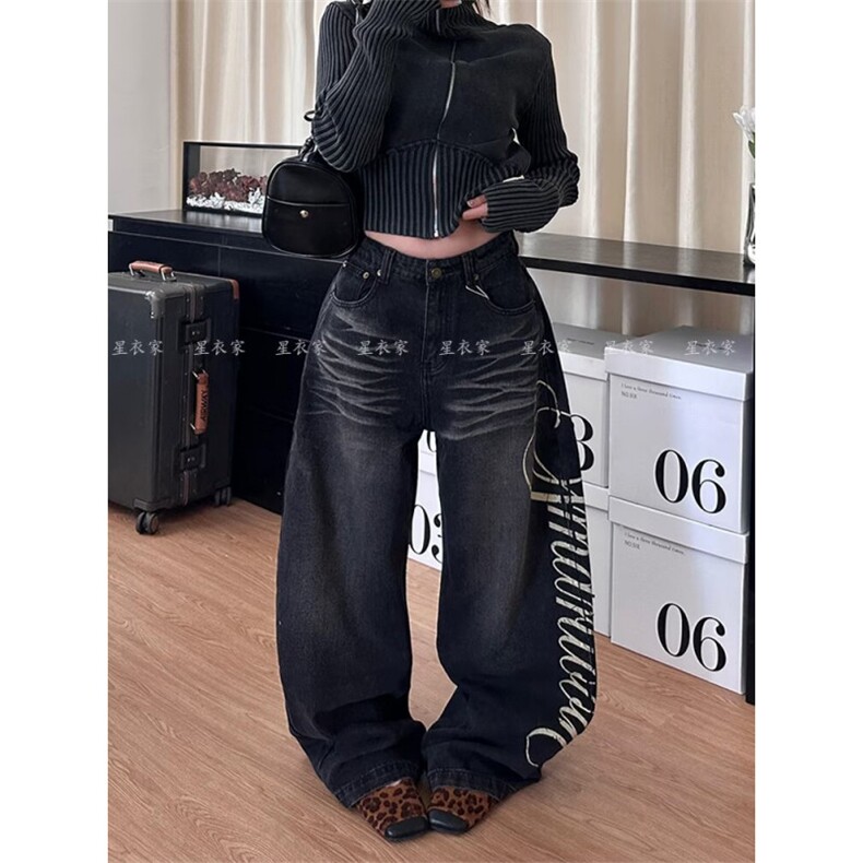 简约新款慵懒日系文艺牛仔裤原宿百搭流行时尚ins潮流气质，男装牛仔裤，星座506A
