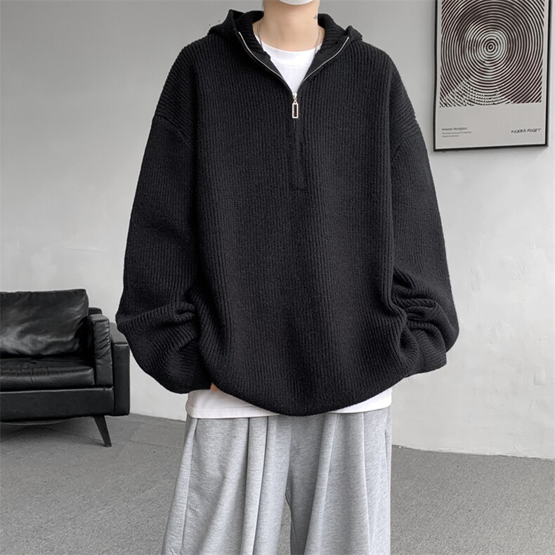 8XL-M毛衣男特大码宽松潮牌慵懒风痞帅连帽套头针织衫MY1509/P75,男装针织衫/毛衣,电商B238