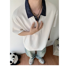 潮流韩版衬衫领短袖POLO衫宽松短袖T恤男翻领衣服PL06-P48，男装Polo衫，星座308B-2