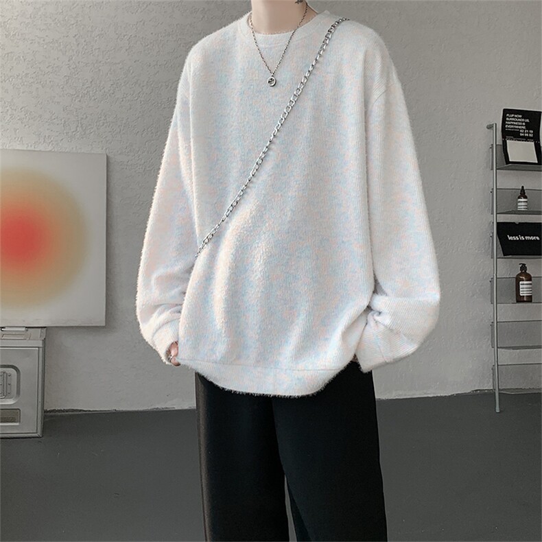 WY10156-特批40控78新款圆领简约套头宽松大码卫衣糯米衣服男,男装卫衣,电商A059