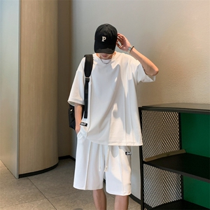 夏季休闲套装男短袖t潮搭港风宽松两件套运动短裤  TZ51-特批70图片