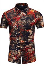 2021花衬衫大码衬衣沙滩涤棉衫弹力短袖9898P40M-7XL3D图，男装T恤，星座1106