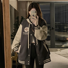 棒球服女春秋学院风连帽卫衣外套女初高中学生上衣C847-P100，女装短外套，星座911-2(原星座613-2）
