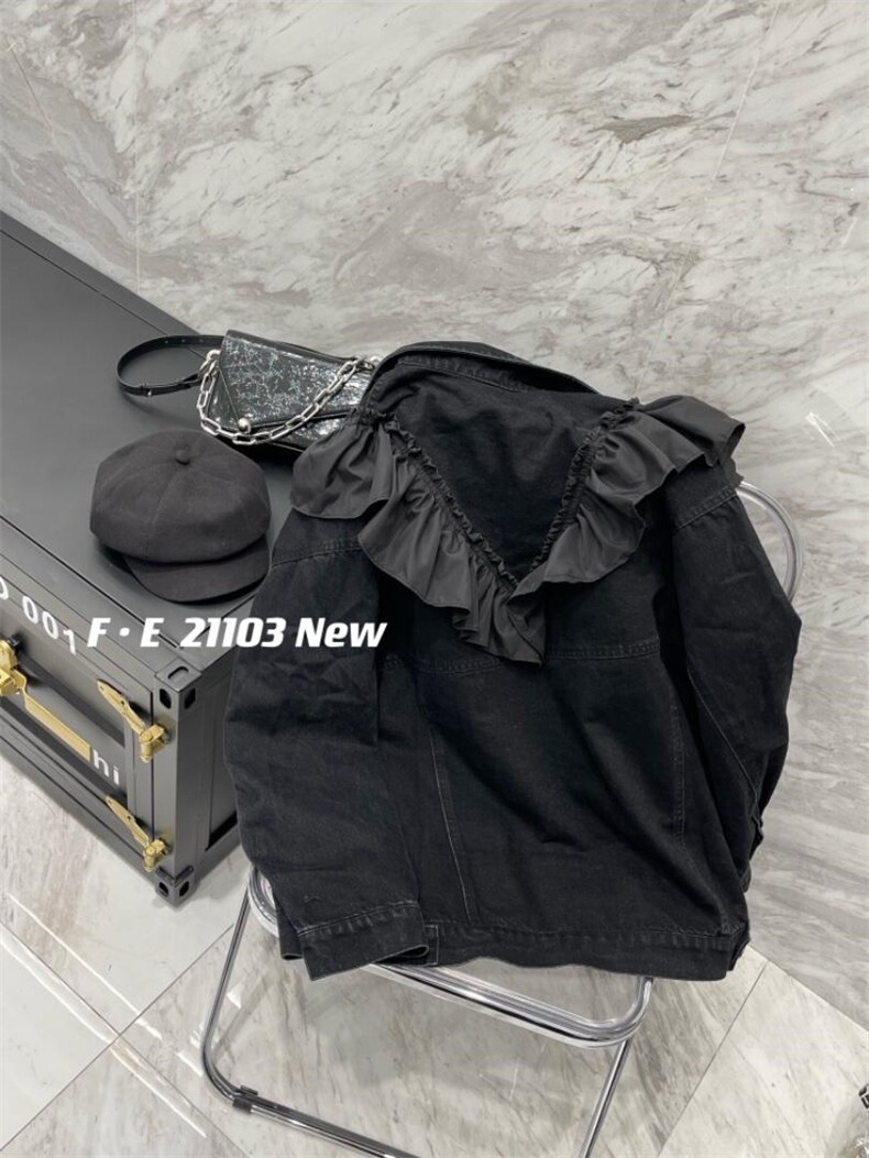 大荷叶边牛仔外套，其它，菲儿