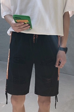 2021夏季新款港风宽松休闲短裤拼接字母男潮松紧五分裤D/，男装休闲裤，电商D202