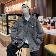 春秋季美式潮牌牛仔外套男高街翻领夹克宽松休闲上衣W7800-P58，男装夹克，星座512-3